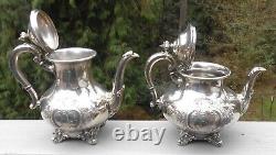 VINTAGE 5 Piece Reed & Barton REGENT 5600 Silver Plated Coffee Tea Set & Tray