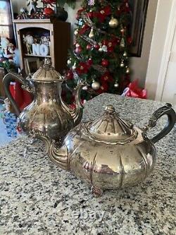 VINTAGE BENEDICT SILVER EP Copper Blk Wood Handle TEA POT COFFEE POT Set Of 2