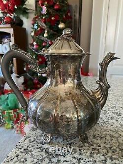 VINTAGE BENEDICT SILVER EP Copper Blk Wood Handle TEA POT COFFEE POT Set Of 2