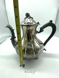 VINTAGE BENEDICT SILVER EP Copper Blk Wood Handle TEA POT COFFEE POT Set Of 2