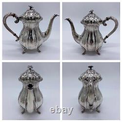 VINTAGE Danish Silver Plate 3 Piece Tea Set Melon Shape Pot Creamer Open Sugar