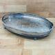 Vintage Large Silver Plated Chased Ball Claw Footed Oval Gallery Drinks Tea Tray