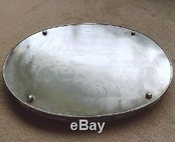 VINTAGE Large Silver Plated Chased Footed Gallery Galleried Oval Drinks Tea Tray