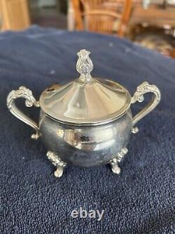 VINTAGE Leonard Silverplate 5 Pc. Tea Set Teapot, Lidded Sugar, Creamer & Tray