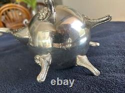 VINTAGE Leonard Silverplate 5 Pc. Tea Set Teapot, Lidded Sugar, Creamer & Tray