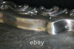 VINTAGE ORNATE F B ROGERS SILVER 3pc TEA SERVICE withFRENCH ROCOCO/WAITER'S TRAY