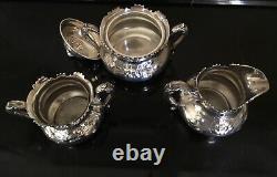 VINTAGE REED & BARTON 5 PC SILVER PLATE TEA COFFEE SET With RARE REPOUSSE UPGRADE