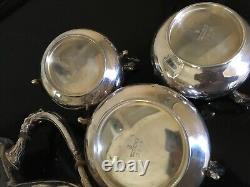 VINTAGE REED & BARTON 5 PC SILVER PLATE TEA COFFEE SET With RARE REPOUSSE UPGRADE