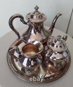 VINTAGE REED & BARTON REGENT 5600 SILVERPLATE Silver Plate TEA SET WITH TRAY
