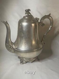 VINTAGE Rare K&M EAGLE FINIAL Silver Plate Tea Coffee Set 4620