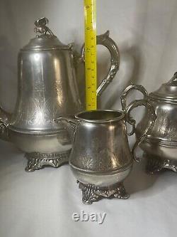 VINTAGE Rare K&M EAGLE FINIAL Silver Plate Tea Coffee Set 4620