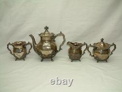 VINTAGE SILVER CITY SILVERPLATE 4 PIECE COFFEE TEA SET Meriden CT BEAUTIFUL