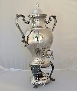 VINTAGE SILVER PLATE PLATED COFFEE TEA URN With WARMER, 16 CUPS, 20.5 INCHES TALL