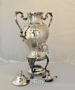 VINTAGE SILVER PLATE PLATED COFFEE TEA URN With WARMER, 16 CUPS, 20.5 INCHES TALL