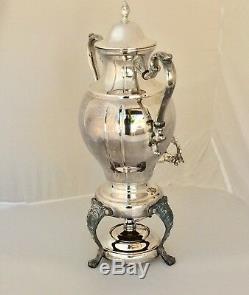 VINTAGE SILVER PLATE PLATED COFFEE TEA URN With WARMER, 16 CUPS, 20.5 INCHES TALL