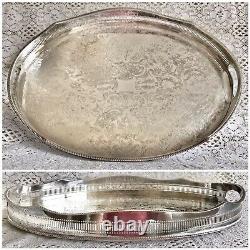 VINTAGE Sheffield Silver Plated Large Gallery Tea Drinks Serving Butlers Tray