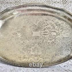 VINTAGE Sheffield Silver Plated Large Gallery Tea Drinks Serving Butlers Tray