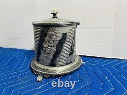 VINTAGE Silver Plate Ornate Footed Tea Caddy with Lid Biscuit Container Ice Bucket