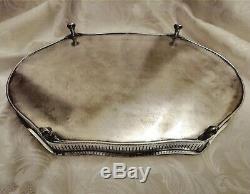 VINTAGE Top Quality Silver Plated Chased Footed Gallery Drinks Tea Serving Tray