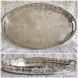 VINTAGE Viners Sheffield Silver Plated Gallery Tea Drinks Serving Butlers Tray