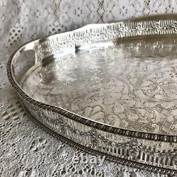 VINTAGE Viners Sheffield Silver Plated Gallery Tea Drinks Serving Butlers Tray