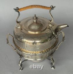 VTG Barker Ellis Silver Platted Tea Kettle Pot Stand Warmer Burner 3 pcs