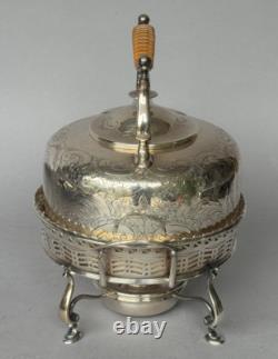VTG Barker Ellis Silver Platted Tea Kettle Pot Stand Warmer Burner 3 pcs