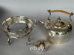 VTG Barker Ellis Silver Platted Tea Kettle Pot Stand Warmer Burner 3 pcs