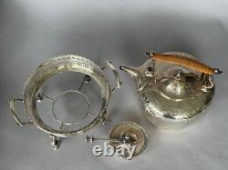 VTG Barker Ellis Silver Platted Tea Kettle Pot Stand Warmer Burner 3 pcs