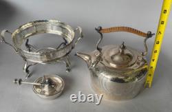 VTG Barker Ellis Silver Platted Tea Kettle Pot Stand Warmer Burner 3 pcs