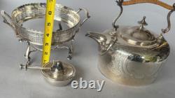 VTG Barker Ellis Silver Platted Tea Kettle Pot Stand Warmer Burner 3 pcs