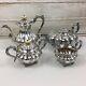 Vtg England Silverplated Tea Coffee Set Melon Shaped With Dragon Spout