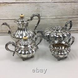 VTG England SilverPlated Tea Coffee Set Melon Shaped with Dragon Spout