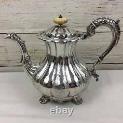 VTG England SilverPlated Tea Coffee Set Melon Shaped with Dragon Spout