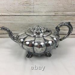 VTG England SilverPlated Tea Coffee Set Melon Shaped with Dragon Spout