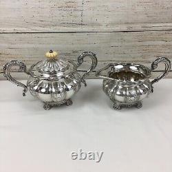 VTG England SilverPlated Tea Coffee Set Melon Shaped with Dragon Spout