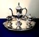 Vtg Holmes & Edwards Tea Coffee Set Silver Plated International Silver Co Heavy