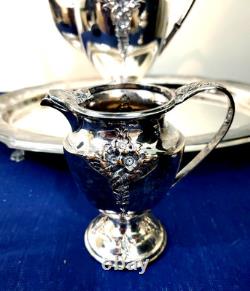 VTG Holmes & Edwards Tea Coffee Set Silver Plated International Silver Co Heavy