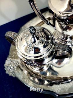 VTG Holmes & Edwards Tea Coffee Set Silver Plated International Silver Co Heavy