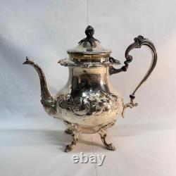 VTG MCM Sheridan Chase Silver Plate Chased Tea-Coffee Pitcher Flora 6Dia x 10H