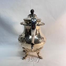 VTG MCM Sheridan Chase Silver Plate Chased Tea-Coffee Pitcher Flora 6Dia x 10H