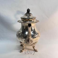 VTG MCM Sheridan Chase Silver Plate Chased Tea-Coffee Pitcher Flora 6Dia x 10H