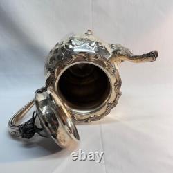 VTG MCM Sheridan Chase Silver Plate Chased Tea-Coffee Pitcher Flora 6Dia x 10H