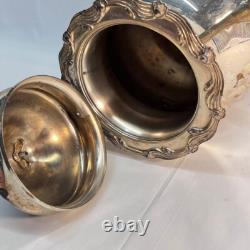 VTG MCM Sheridan Chase Silver Plate Chased Tea-Coffee Pitcher Flora 6Dia x 10H