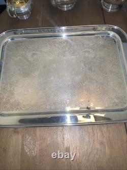 VTG Marlboro Silver Plate Coffee Tea Service & Wm A Rogers Serving Tray 5-Pc Set