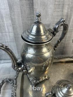VTG Oneida USA Silver Plate 5-piece Coffee/Tea Service Set with Tray