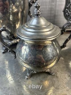 VTG Oneida USA Silver Plate 5-piece Coffee/Tea Service Set with Tray
