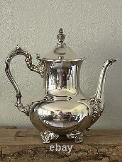 VTG Poole 5000 Silver Plate 9 Coffee / Tea Pot withCreamer Pitcher & Sugar Bowl