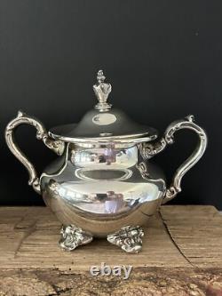 VTG Poole 5000 Silver Plate 9 Coffee / Tea Pot withCreamer Pitcher & Sugar Bowl