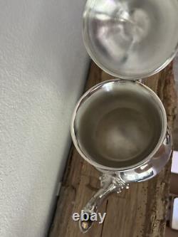 VTG Poole 5000 Silver Plate 9 Coffee / Tea Pot withCreamer Pitcher & Sugar Bowl